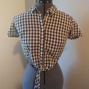White & Blue Gingham Crop Top